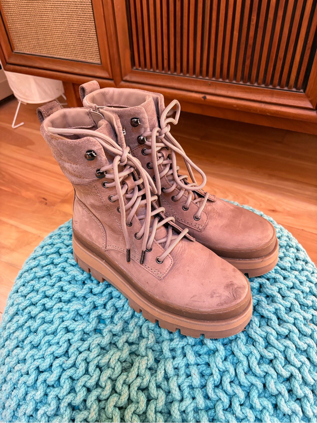 Clarks Womens Orianna2 Hike Leather Platform Combat & Lace-Up Boots Sz 7